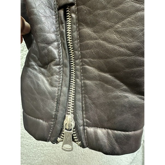 INC International Concepts Vegan Croc Brown Leather Moto Biker Zip Jacket S - Picture 4 of 10